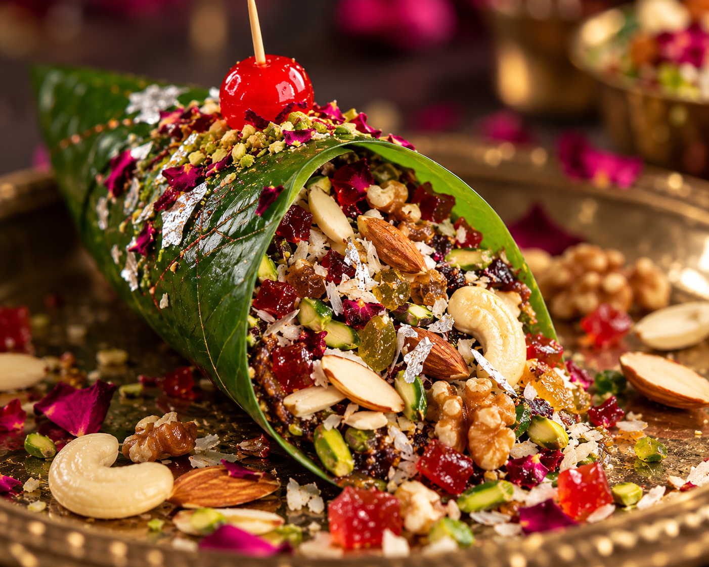 Strawberry Paan cone held in a hand